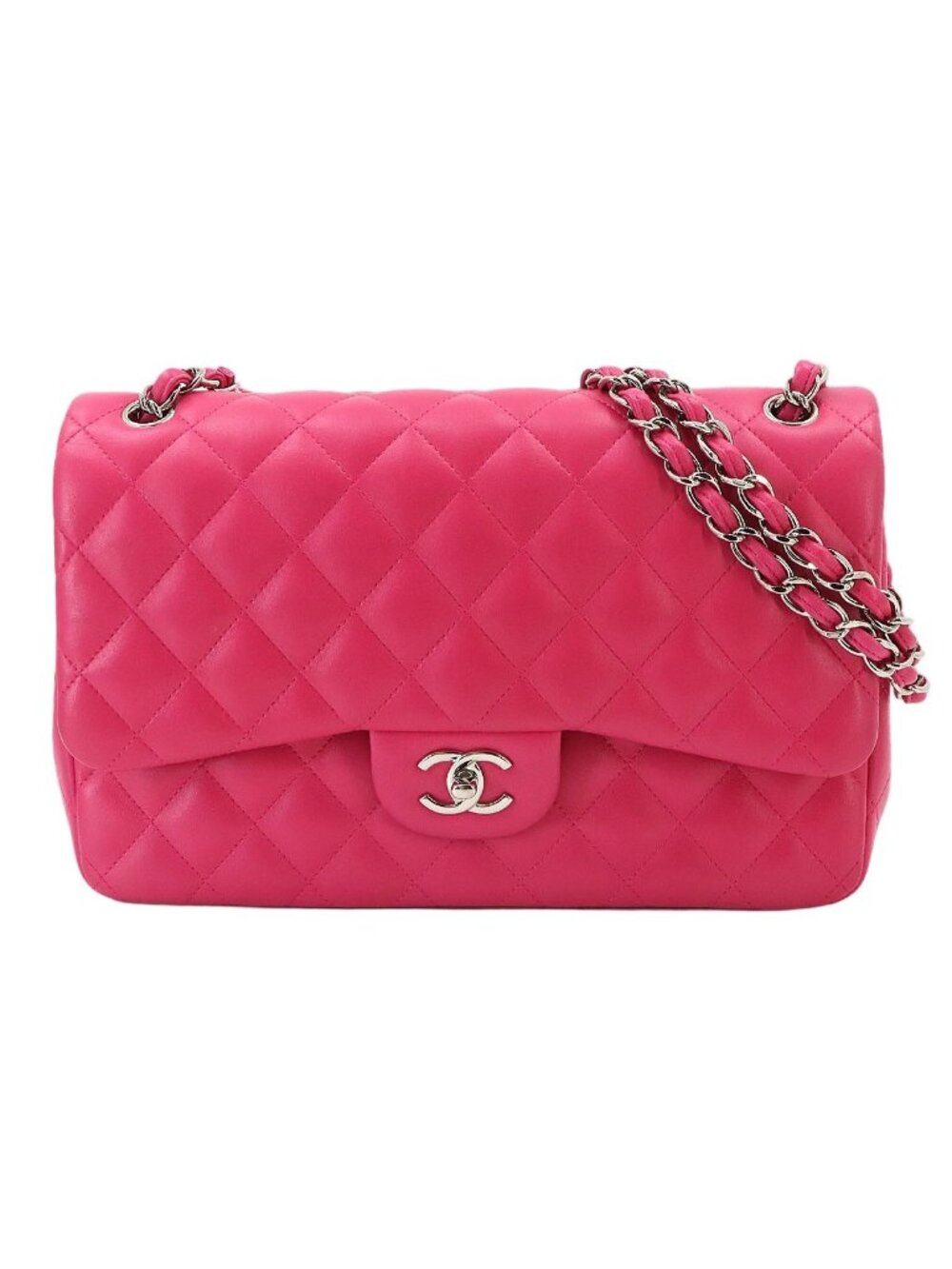 Chanel Quilted 30 Chain Shoulder Bag Lambskin Leather Pink